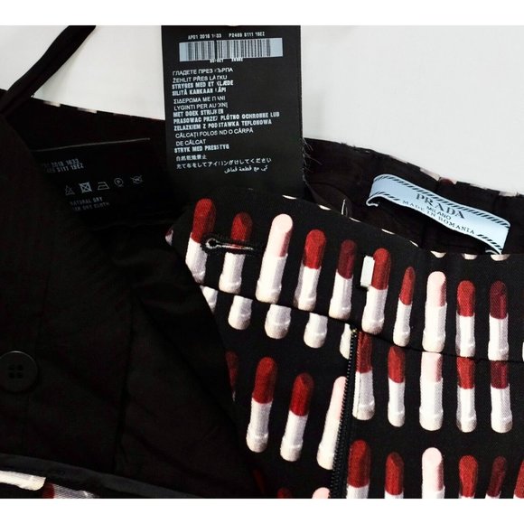 PRADA 38 US 0 pants lipstick print black - Picture 12 of 12